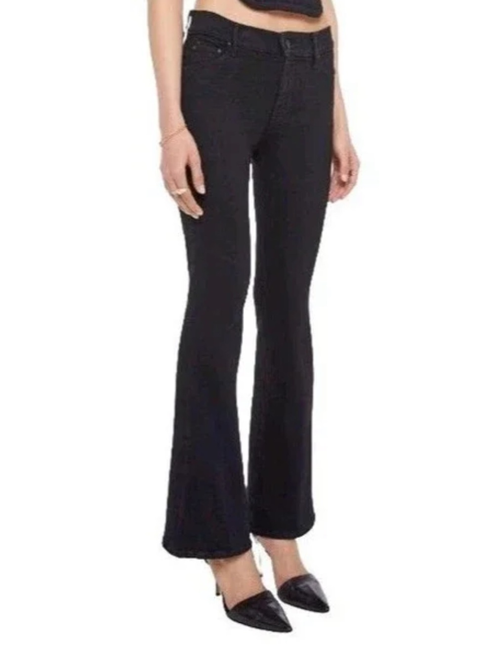 Mother Denim The Cruiser Flare Black Denim Jeans In Not Guilty 26